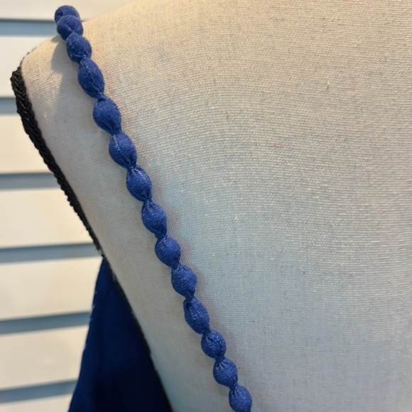 Farm Rio NWT Mixed Ondina Blue Midi Cut out/ ruched sided Dress buttoned down - Picture 9 of 12